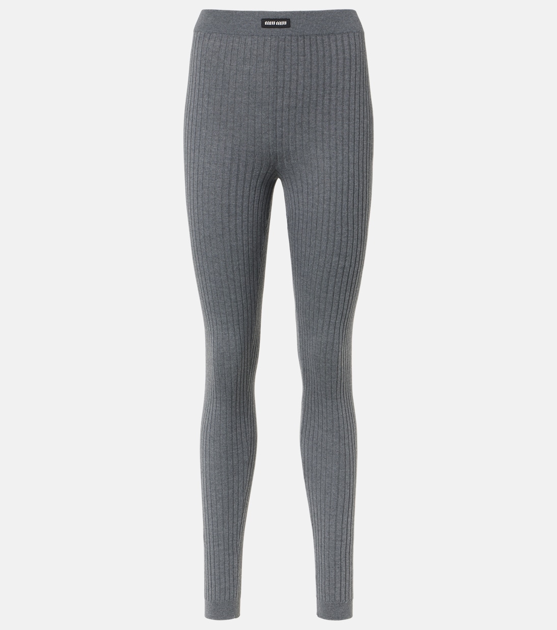 

Ребристые шерстяные леггинсы Miu Miu, Ardesia