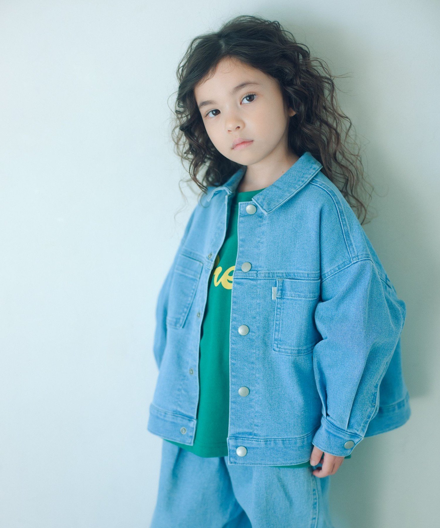 Джинсовая блузка/Детская стрейч 100-160 см UNITED ARROWS green label relaxing, LT.BLUE