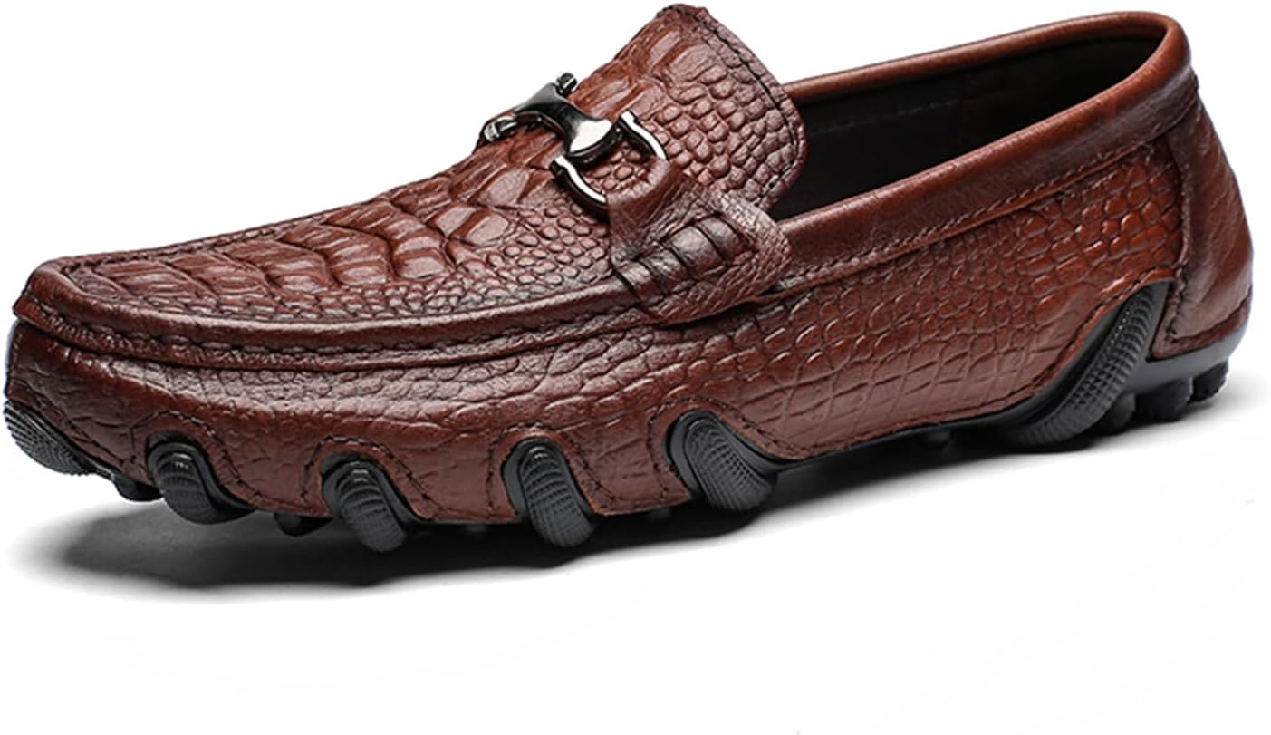 

Мужские мокасины Abborora Penny, обувь для вождения с модным крокодиловым принтом, слипоны, лодочки для мужчин, коричневый