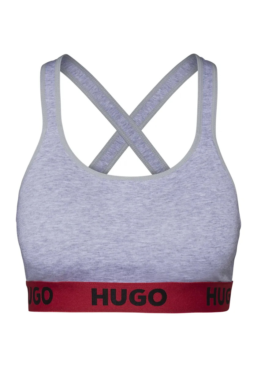 

Бюстгальтер без косточек HUGO Underwear "BRALETTE PADDED SPOR", с логотипом HUGO на поясе, серый