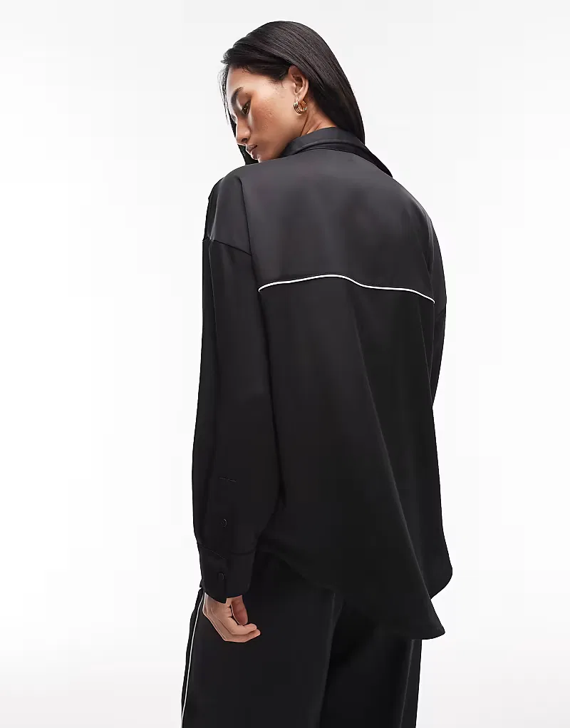 Сатиновая рубашка с длинными рукавами Nike, черный — фото 4