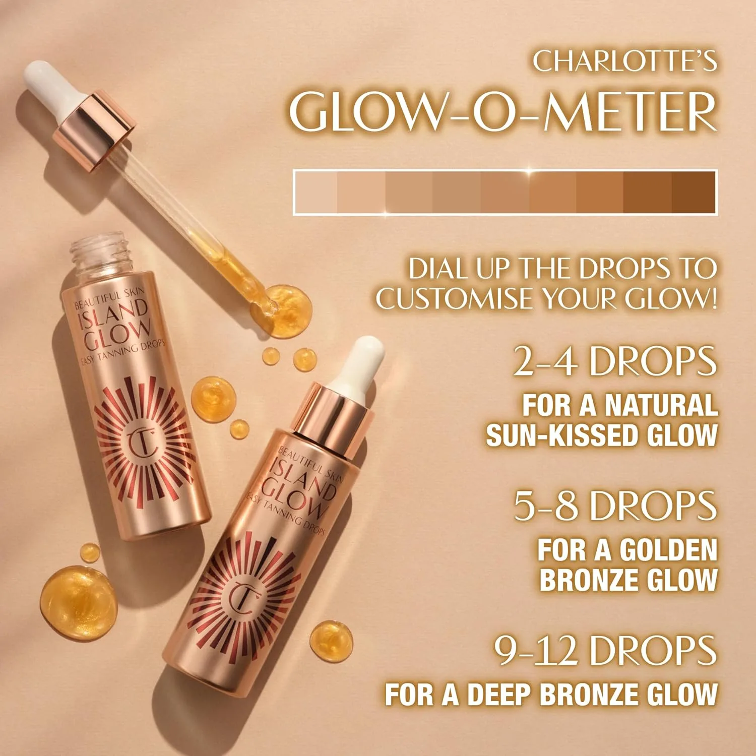 Капли для загара Charlotte Tilbury Beautiful Skin Tanning Drops - бронзирующие капли для тела и лица, обогащенные гиалуроновой кислотой для длительного увлажнения - придают коже естественное сияние. 29,6 мл (1 шт.), Tan/Deep — фото 3