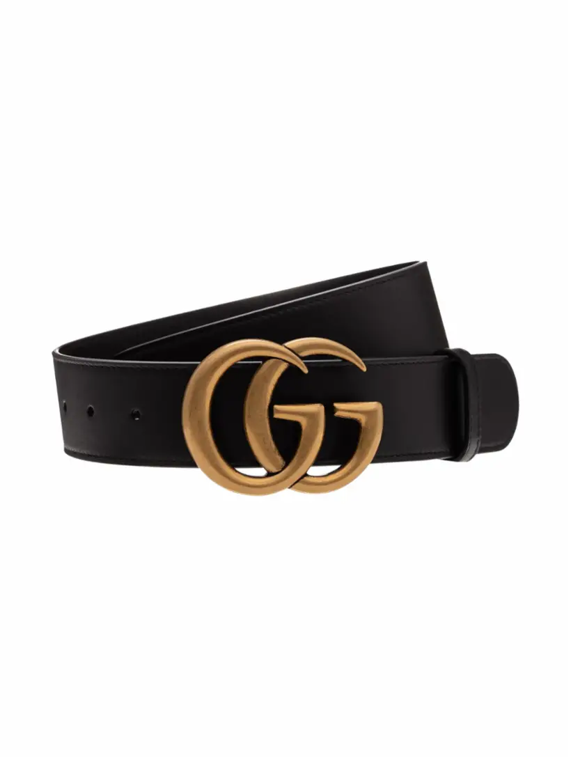 

Кожаный ремень GG Marmont Gucci, черный