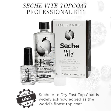 Vite Dry Fast Top Coat 14 мл со сменным наполнением и воронкой 118 мл, Seche — фото 3