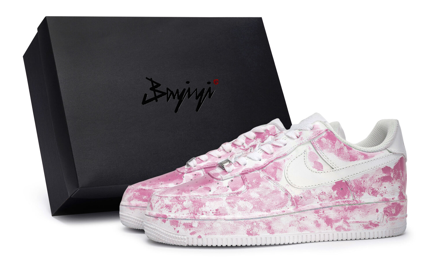 

Nike Air Force 1 противоскользящие износостойкие низкие скейтерские кроссовки унисекс белые с розовым сердцем, цвет White Pink