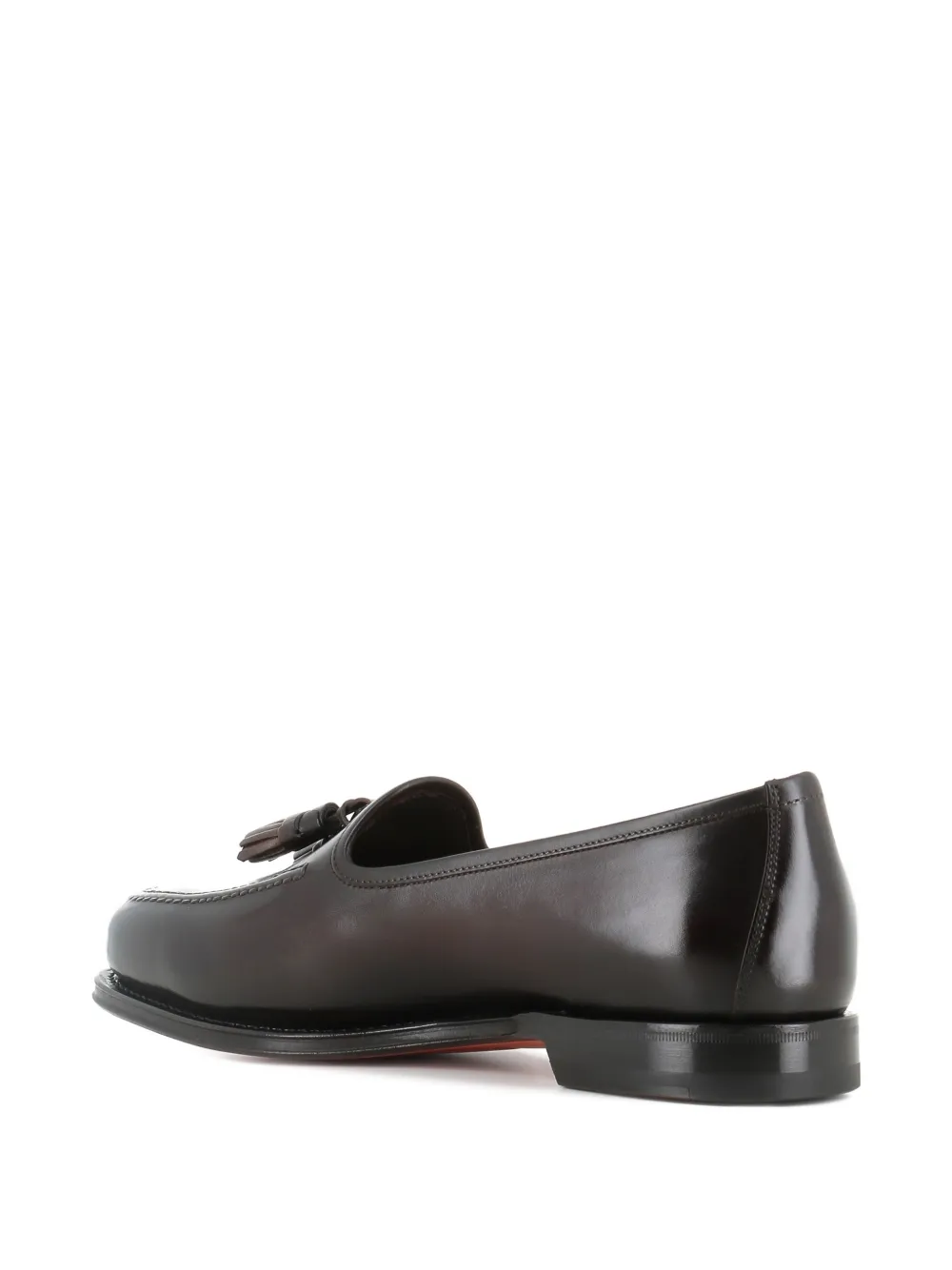 Кожаные лоферы с кисточками Santoni, коричневый — фото 3