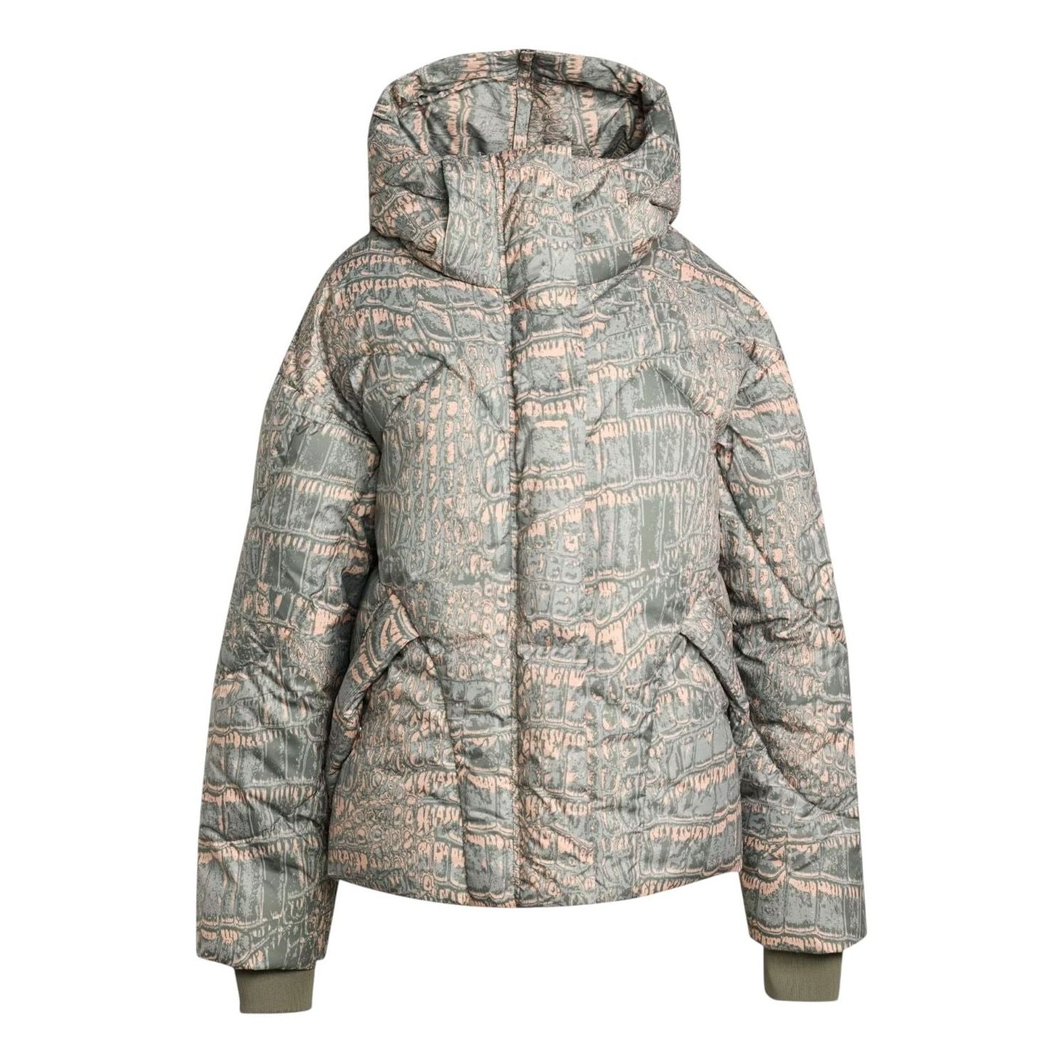 

(WMNS) Утепленная зимняя куртка средней длины Adidas x Stella McCartney с принтом «Soft Powder Willow Grey Legacy Green»