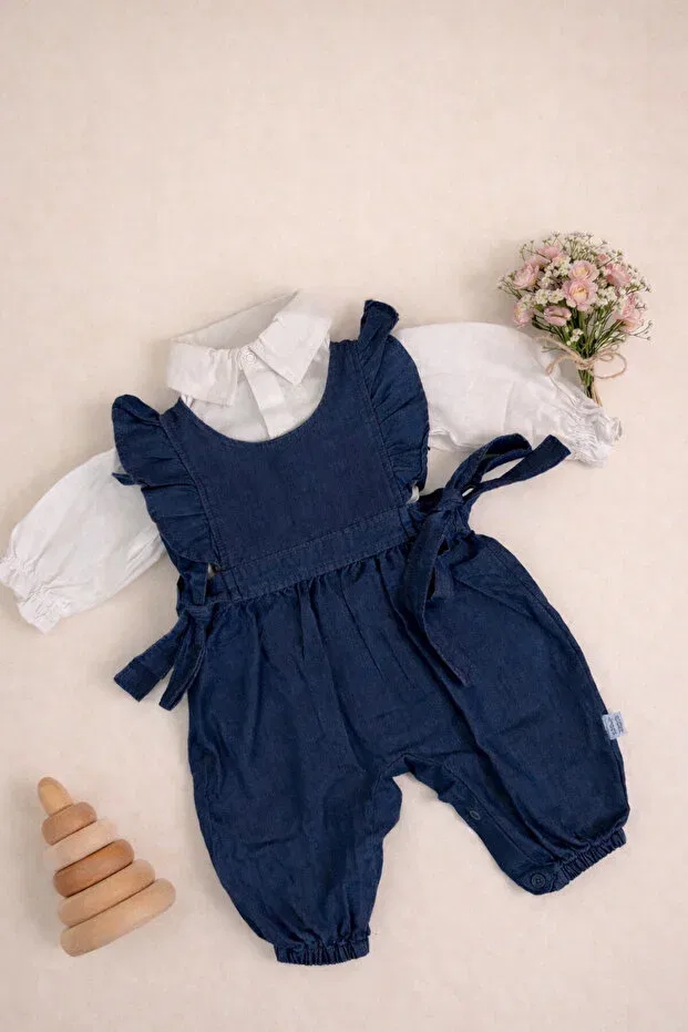 Детский комбинезон для девочек джинсовый Babexi, Navy Blue — фото 2
