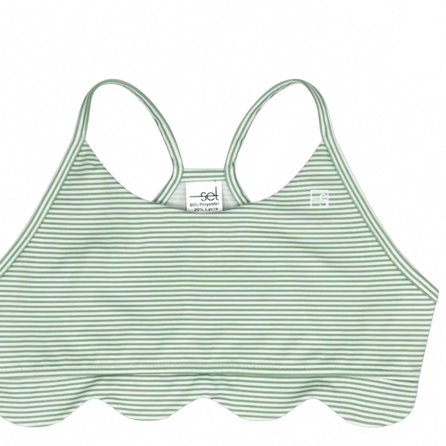 Детский спортивный топ для девочек с волнистым краем Becca Scallop Lullaby Set, Pistachio Green Ministripe — фото 2