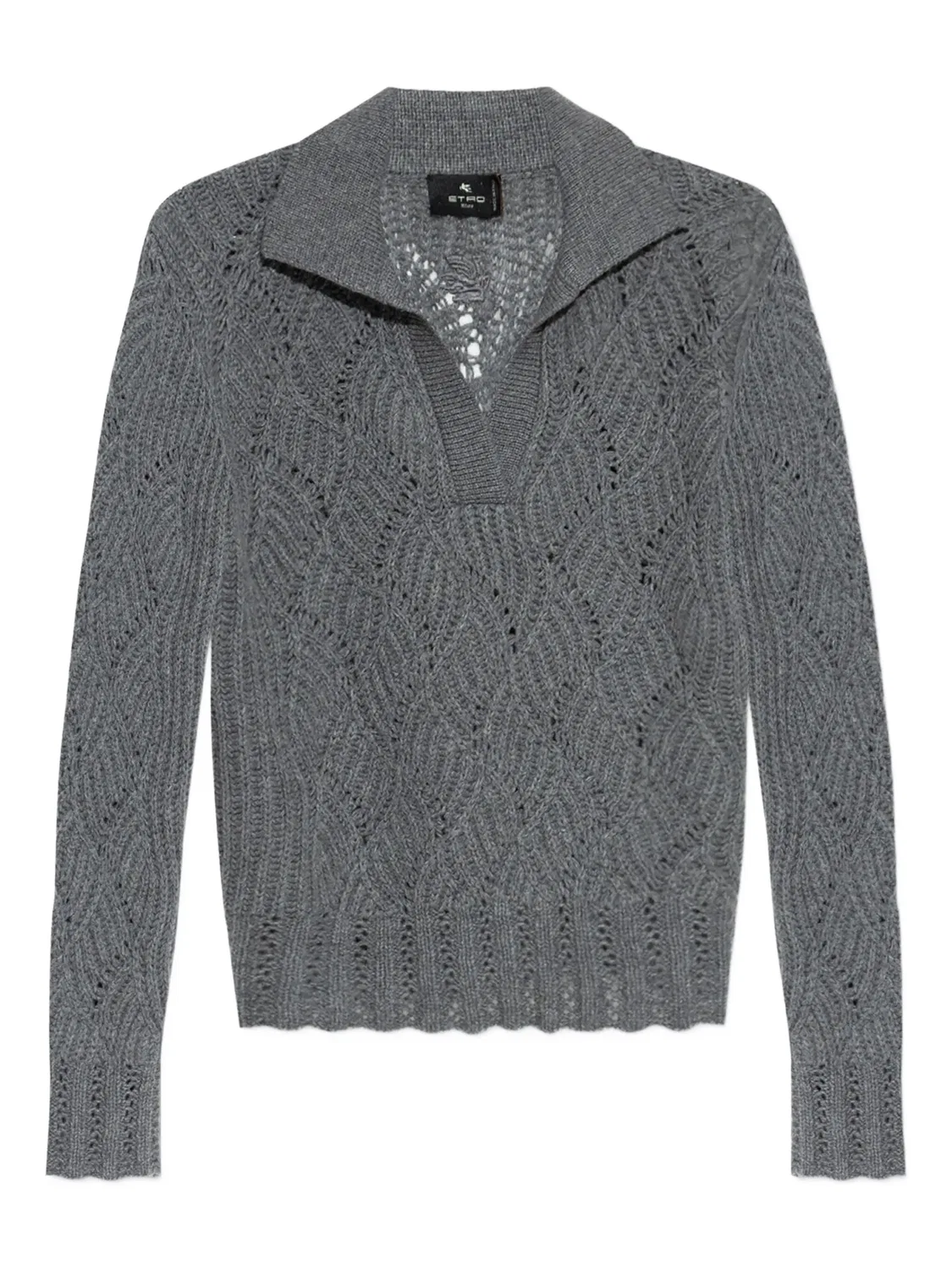 Свитер с cable-knit из кашемира ETRO, серый — фото 3