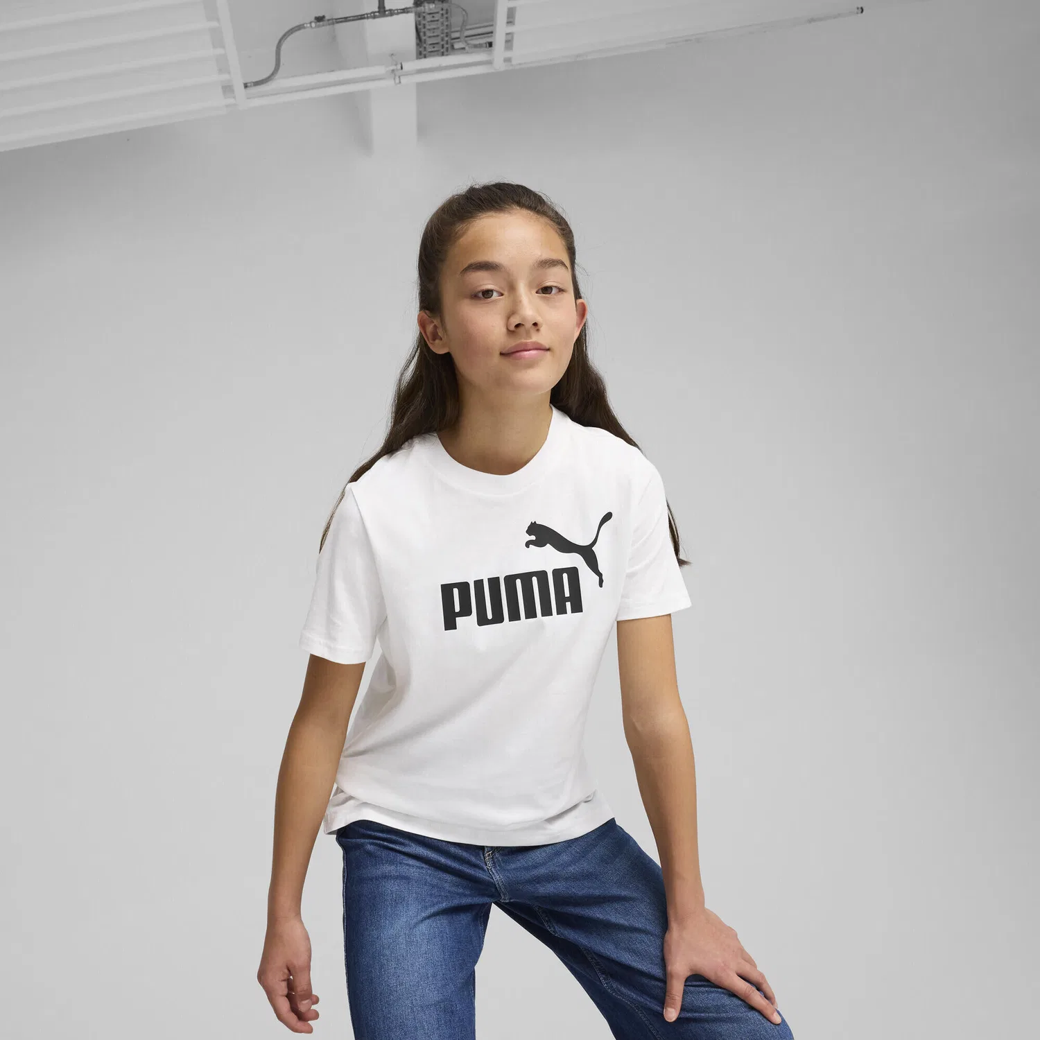 Детская футболка с принтом ESS No. 1 Logo Puma, White — фото 2