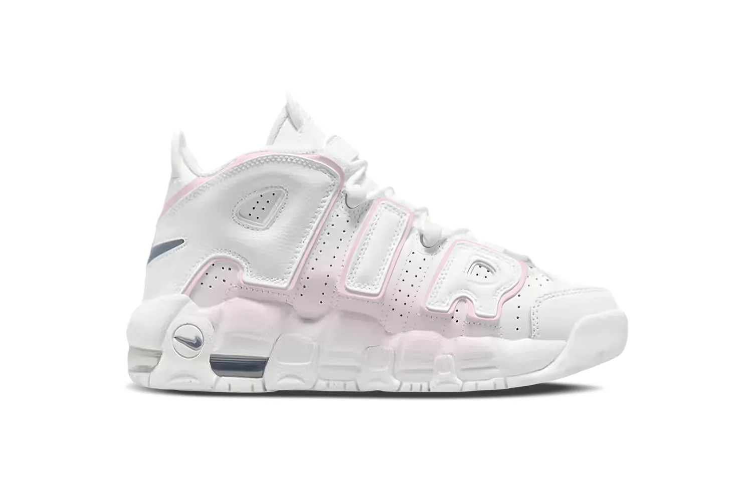 Детские кроссовки с высоким верхом Air More Uptempo GS Cloud Island White Mid top Vintage Basketball Shoes Nike, White Light Pink — фото 3