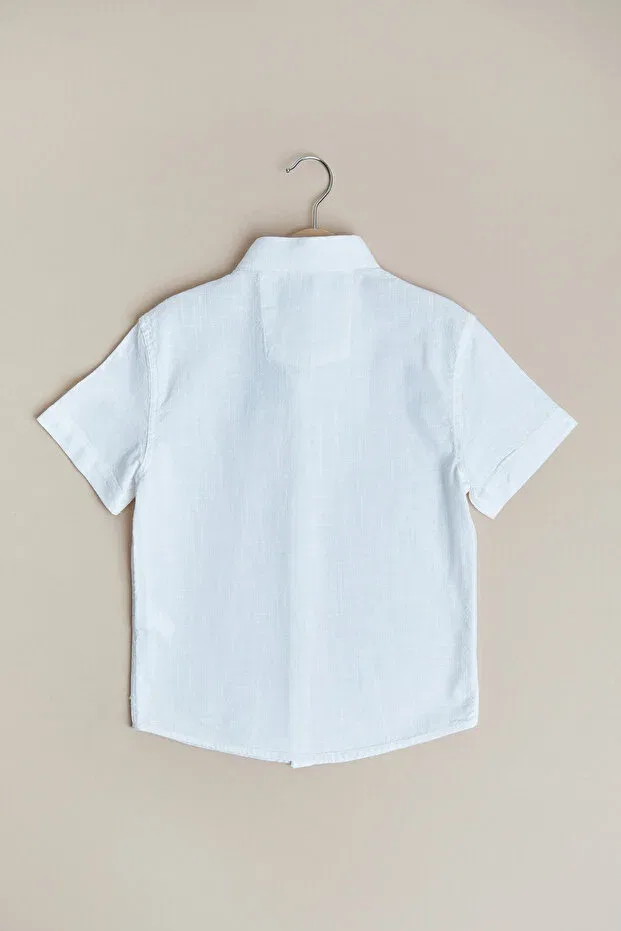 Детская рубашка для мальчиков льняного вида Flam Linen Look Fulla Moda, White — фото 3