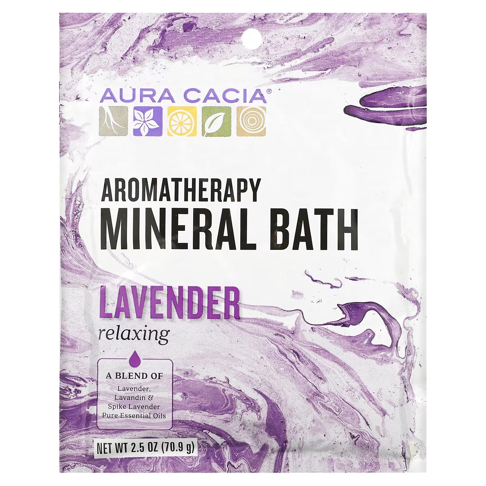 Aura Cacia, Aromatherapy Mineral Bath, расслабляющая лаванда, 70,9 г (2,5 унций) - фото