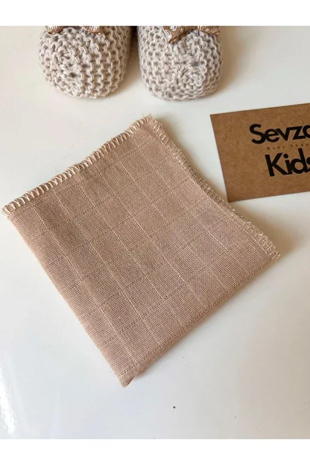 Детские вязаные пинетки для новорожденных органические Sevza Kids, Multicolored Coffee-Pink — фото 4