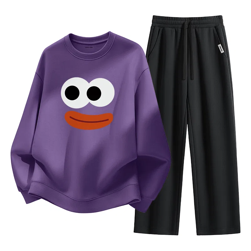 Детский комплект спортивной одежды с принтом Смайлик Tonlion, Aurora Purple + Black