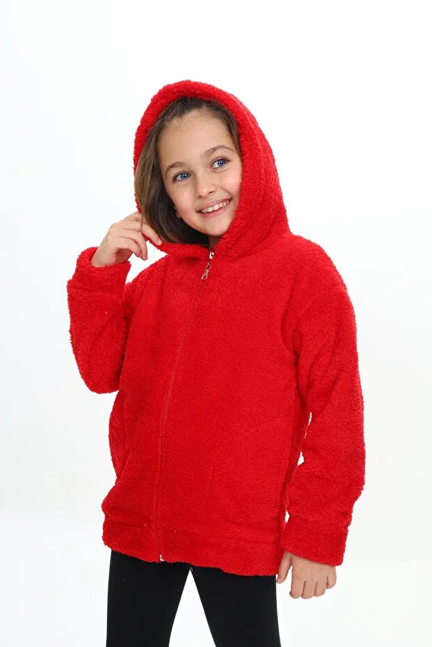 Детское пальто для девочек с капюшоном на молнии My Kids Wear, Red