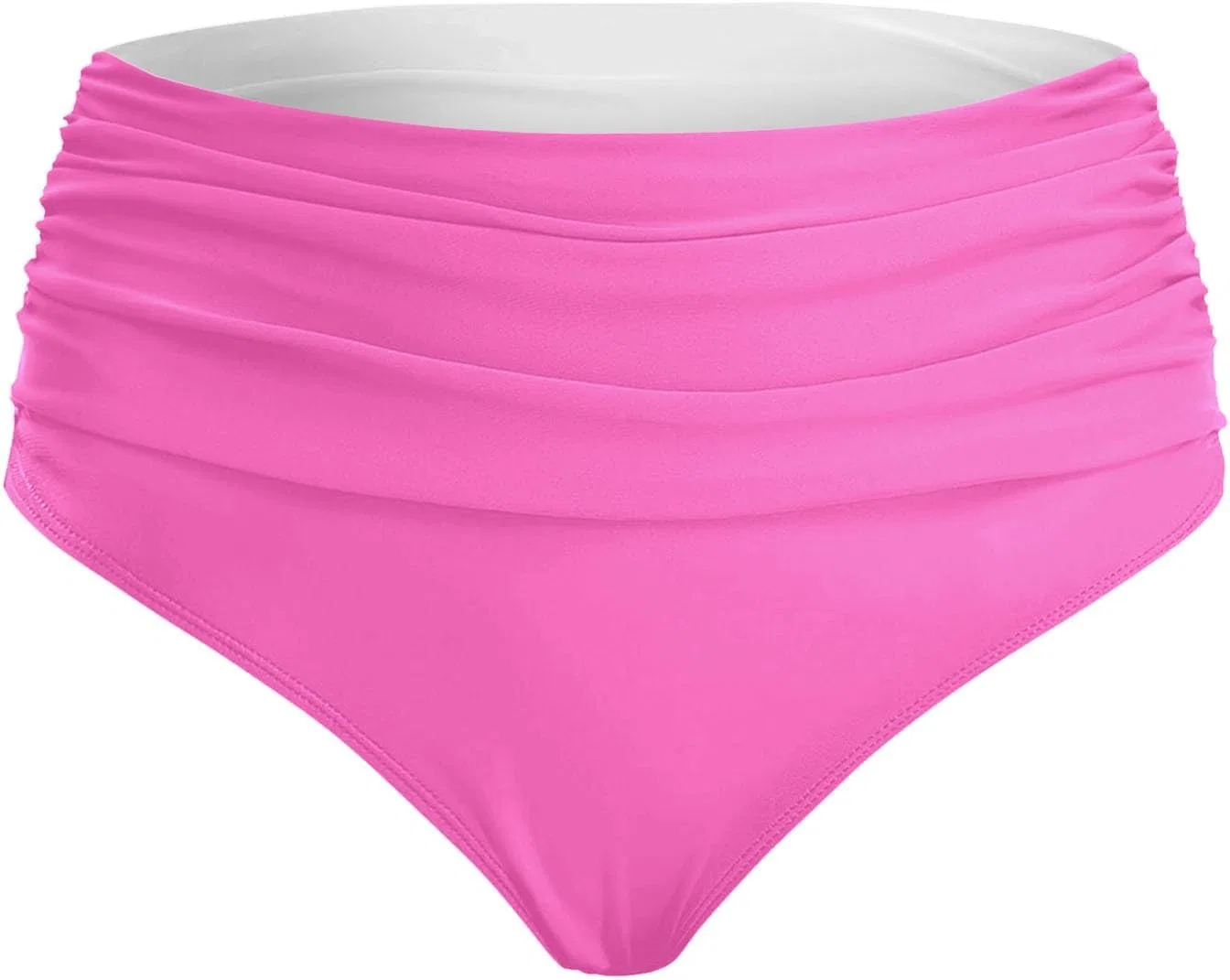Женские бикини-трусы завышенной талии с защипами, Hot Pink — фото 4