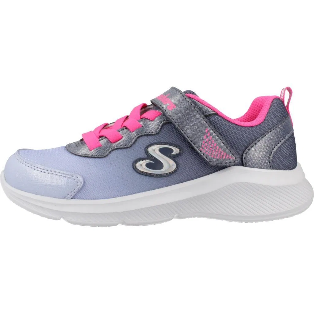 Детские кроссовки с принтом Sole Swifters - Cutie Walk Skechers, Blau Flussgrau Blasses Korallenorange — фото 2