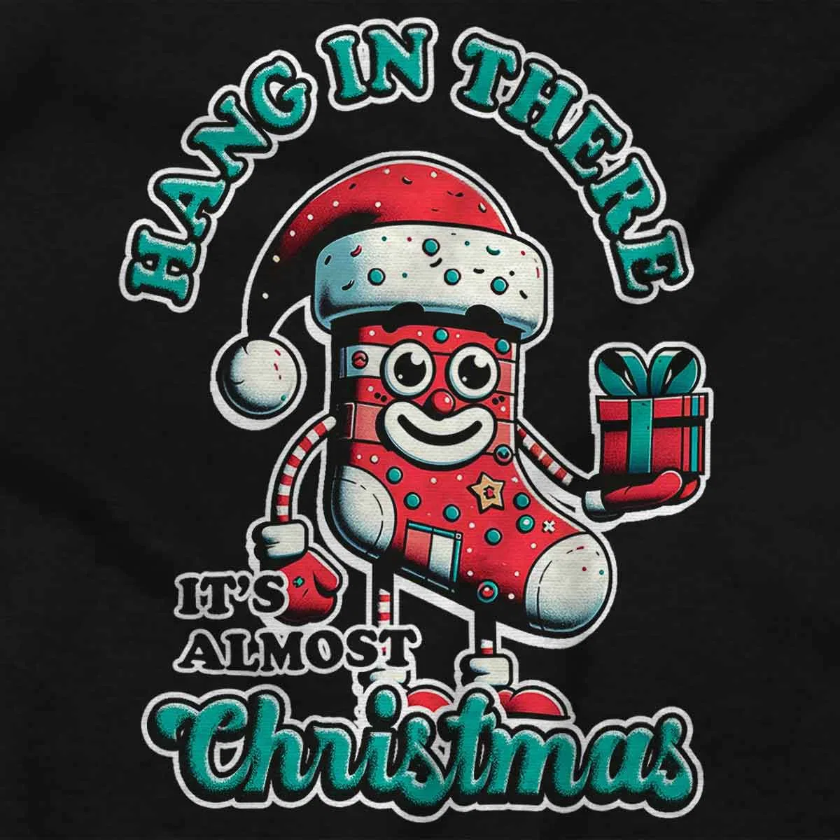 Детский боди-комбинезон с принтом Hang In There Its Almost Christmas Brisco Brands, Black — фото 2