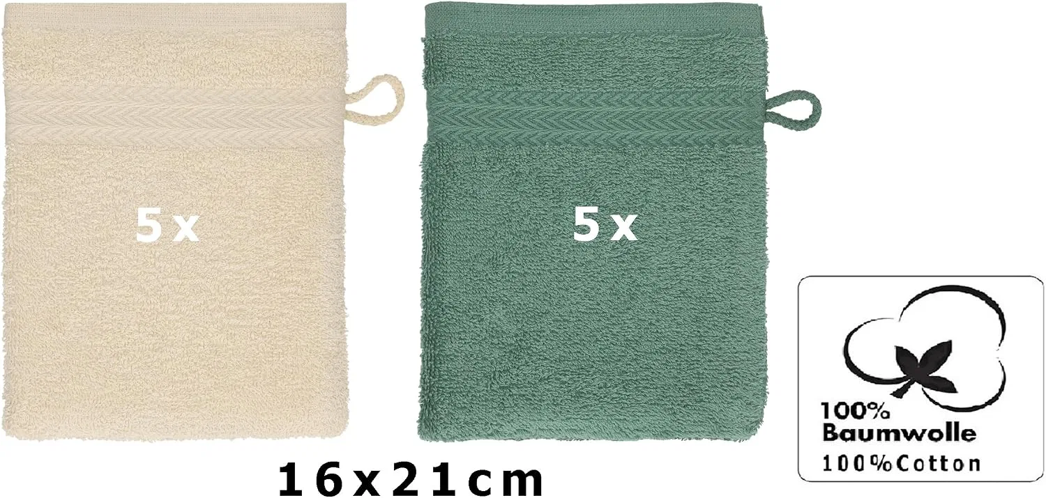 Набор мочалок для лица, 10 шт, Betz, 16 x 21 см, Sand & Fir Green — фото 2