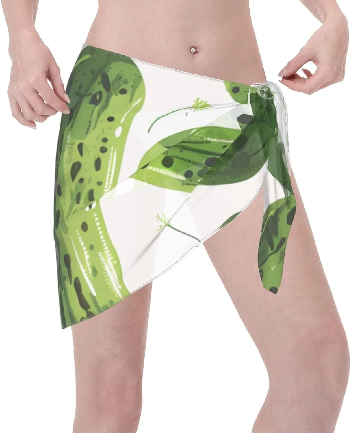 Женская пляжная накидка-парео с принтом, Green/Navy — фото 3