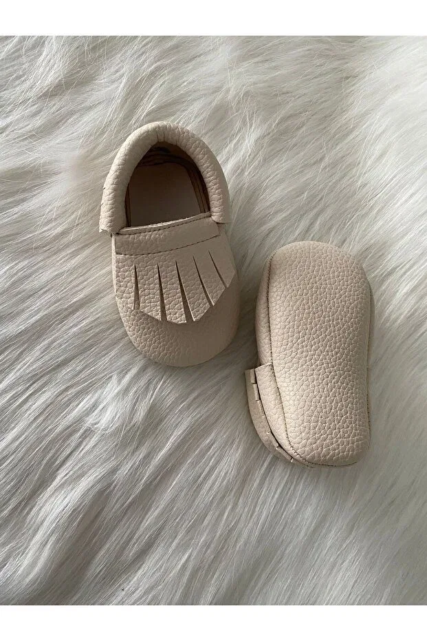 Детские мокасины для новорожденных без каблука Betülün Diktikleri, Beige — фото 4