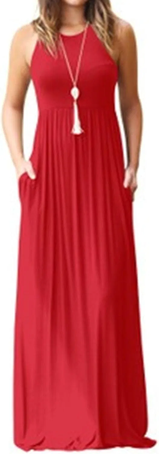 Женская свободная макси-футболка с карманами, Bright Red — фото 2