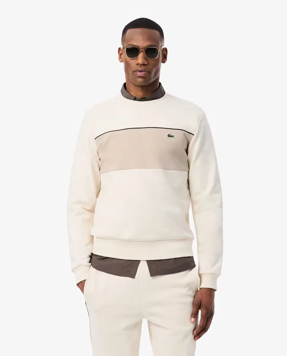 Мужская свитшот без капюшона с цветовыми блоками Beige Lacoste