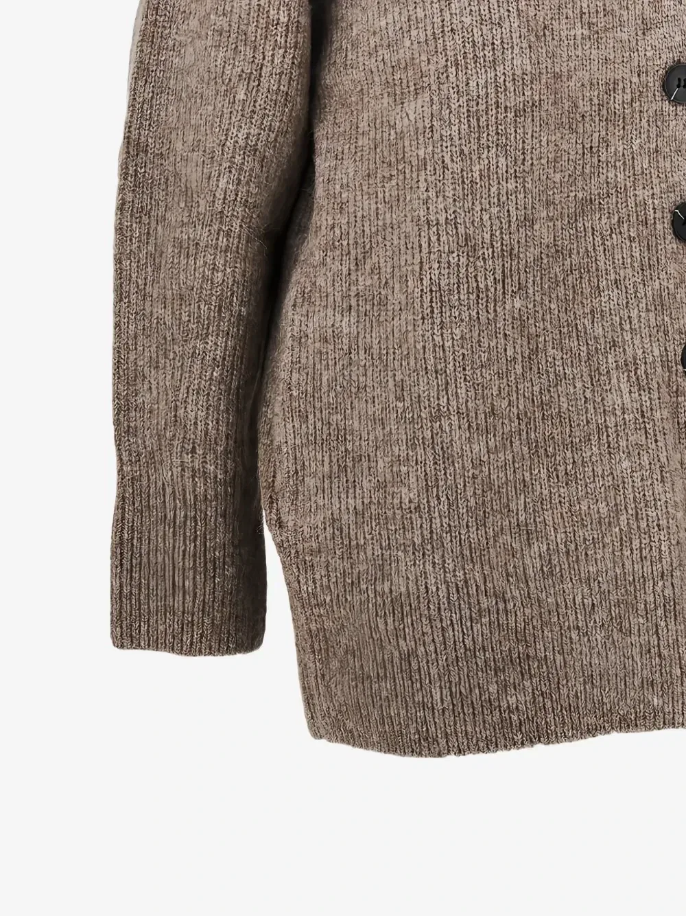 Кардиган Boteh Capsule из трикотажа в рубчик с высоким воротом EMPORIO ARMANI, коричневый — фото 2