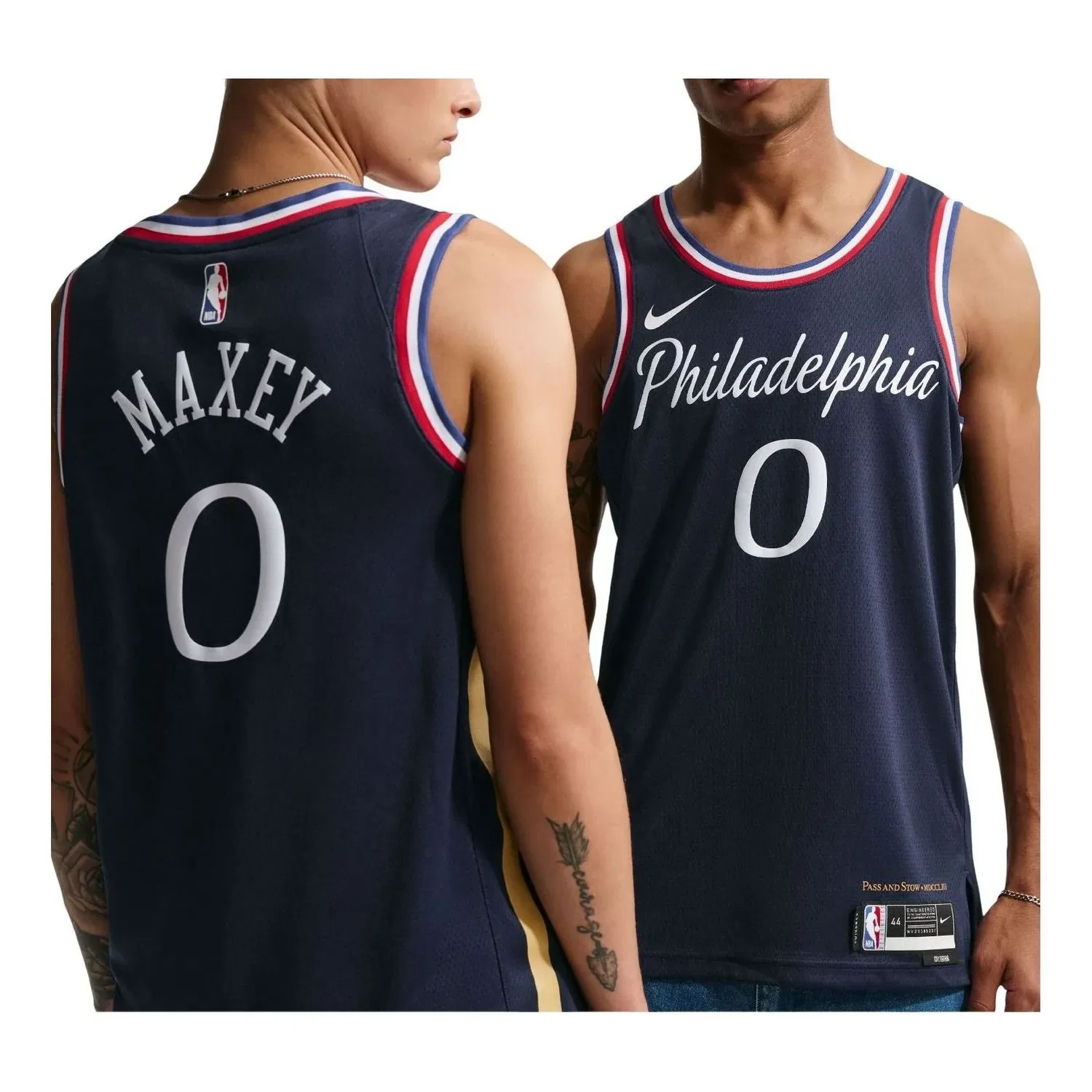 Мужская баскетбольная джерси Nike NBA Tyrese Maxey Philadelphia 76ers City Edition Swingman, темно-синий