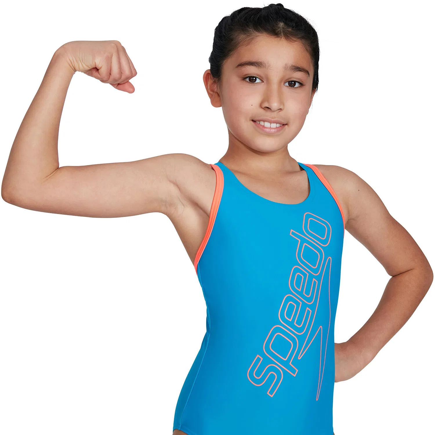 Детский цельный купальник для девочек с логотипом Speedo Boomstar Placem Flyback, Speedo, Синий — фото 3
