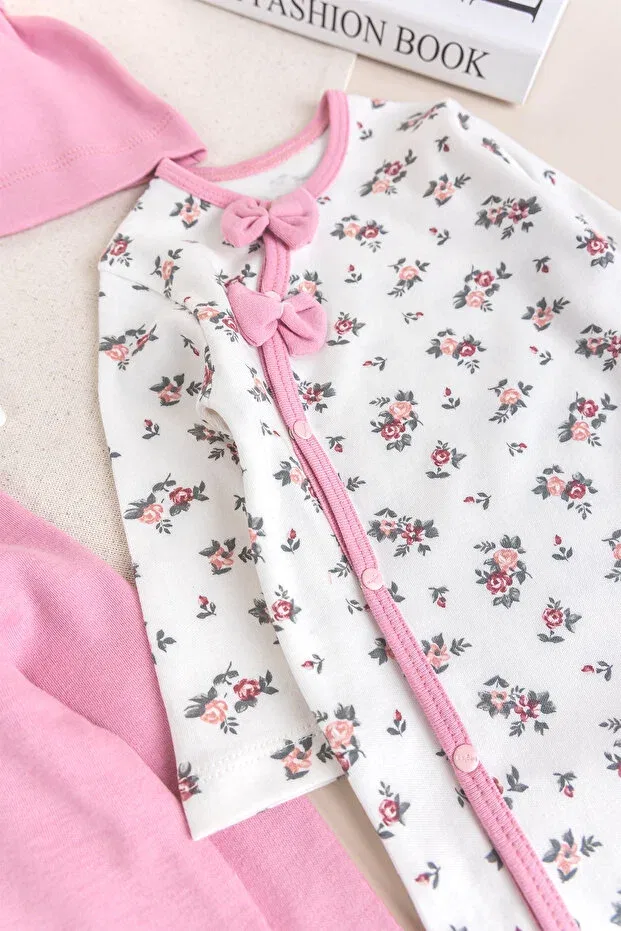 Детский комбинезон для девочек с цветочным принтом Babymod, Dried Rose — фото 4