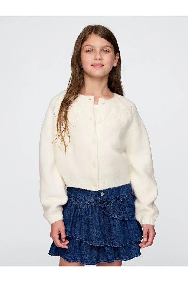 Детский кардиган для девочек с принтом Gap, Off White-000