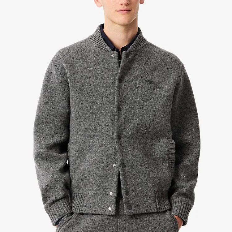 Lacoste buttoned-wool bomber jacket, 050/Dark Gray