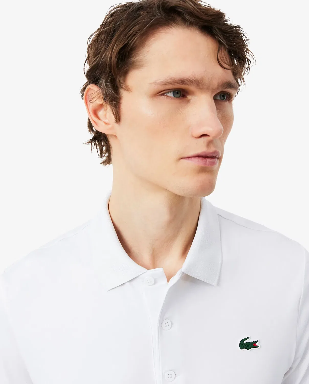 Мужское поло Lacoste с коротким рукавом, из эластичного трикотажа, Blanco — фото 3