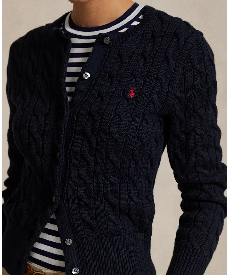 Кардиган женский с воротником-поло, хлопковый Polo Ralph Lauren, Hunter Navy — фото 3