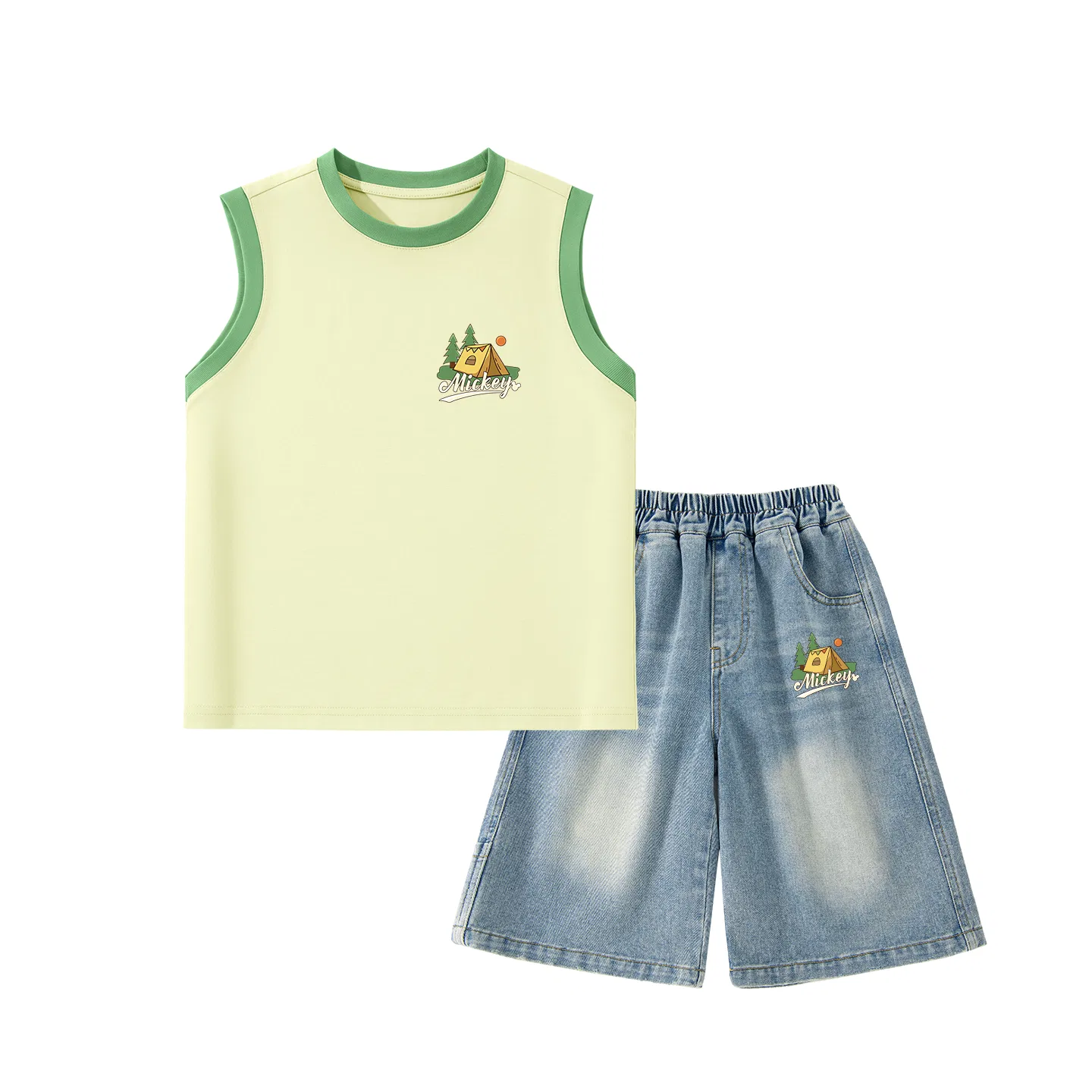 Костюм спортивный повседневный с круглым вырезом, Disney, Lazy Green Yellow+Denim Blue — фото 4