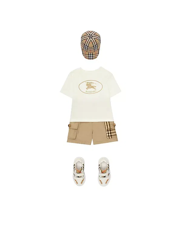 Детская футболка для девочек с принтом Knight Stamp Burberry, Chalk White — фото 2