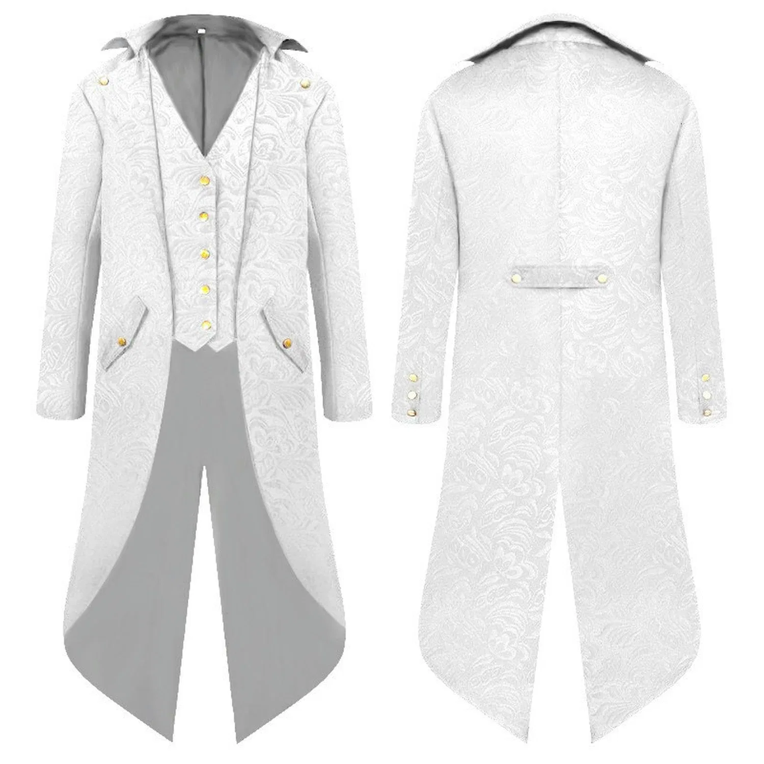 Мужская рубашка с корейским воротником в стиле стимпанк, белая, 4XL, White