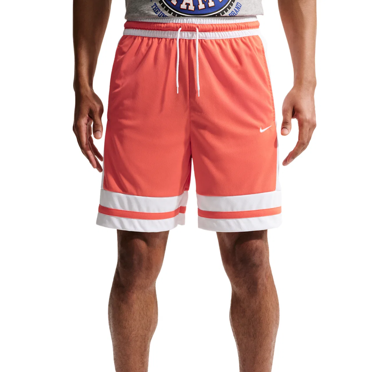 Шорты мужские баскетбольные Dri-FIT Game Classic 8" Nike, цвет White/Turf Orange/Turf Orange