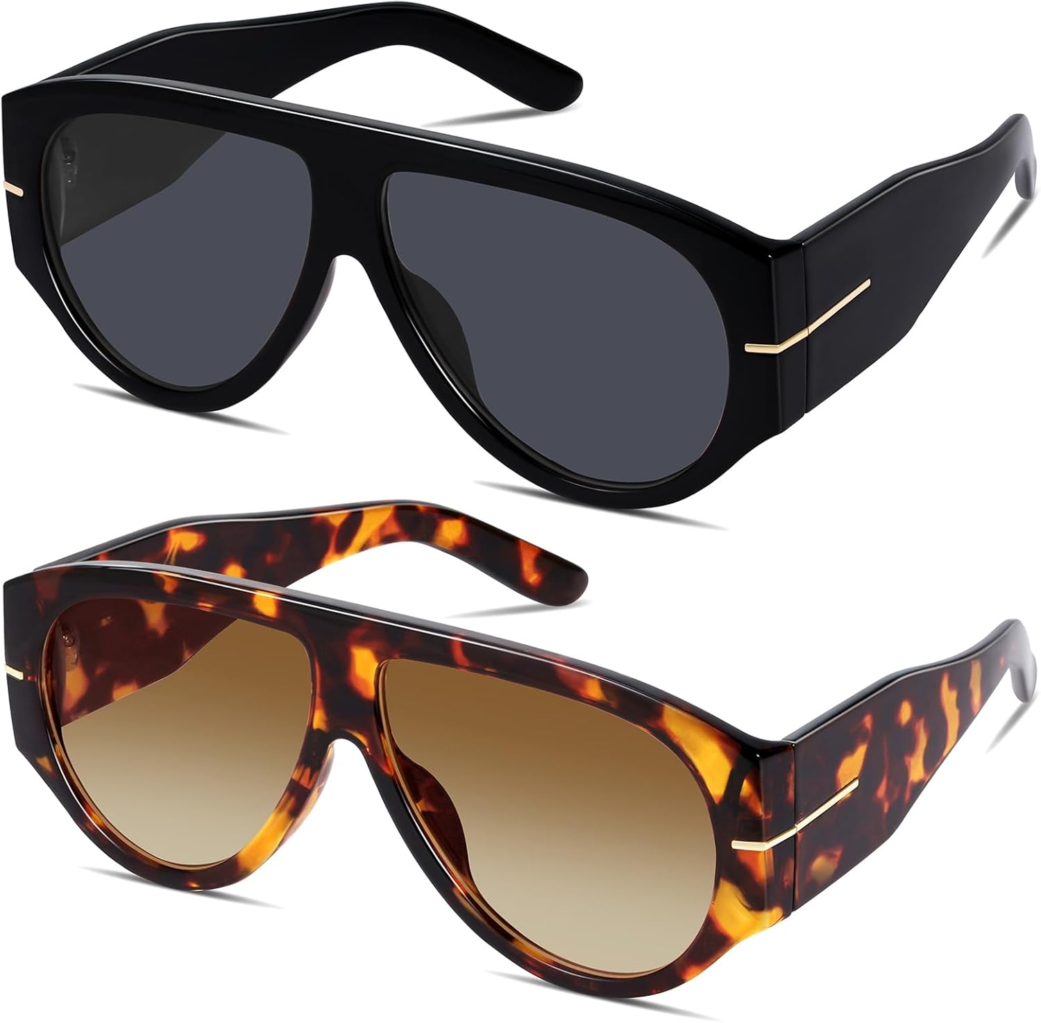 

Солнцезащитные очки GRFISIA Oversized Retro Aviator для женщин и мужчин в стиле 70-х с толстой оправой, винтажный стиль, защита от УФ-излучения, H=black/Gray+tortoise/Gradient Tea