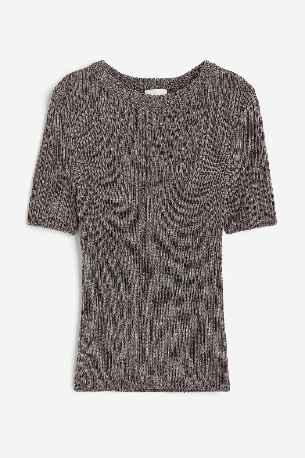 

Топ H&M Metallic Rib-knit, серый/серебристый