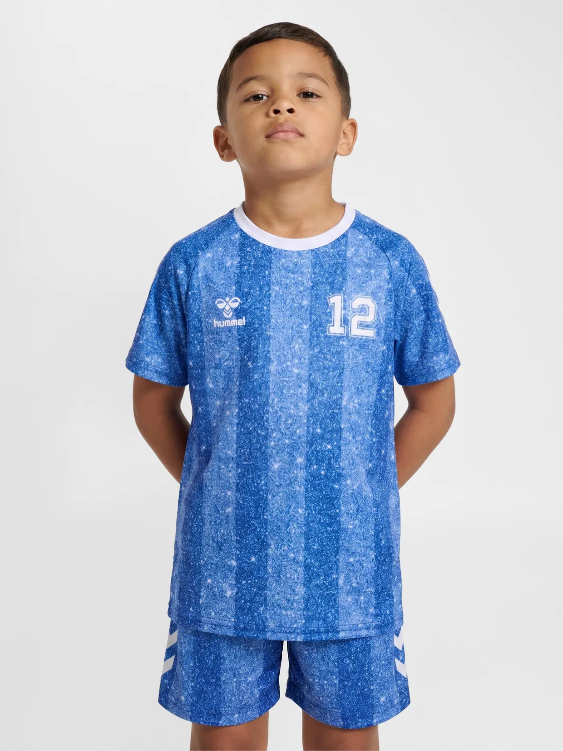 Детская футболка с принтом Hmlshimmer Hummel, Mediterranean Blue / White