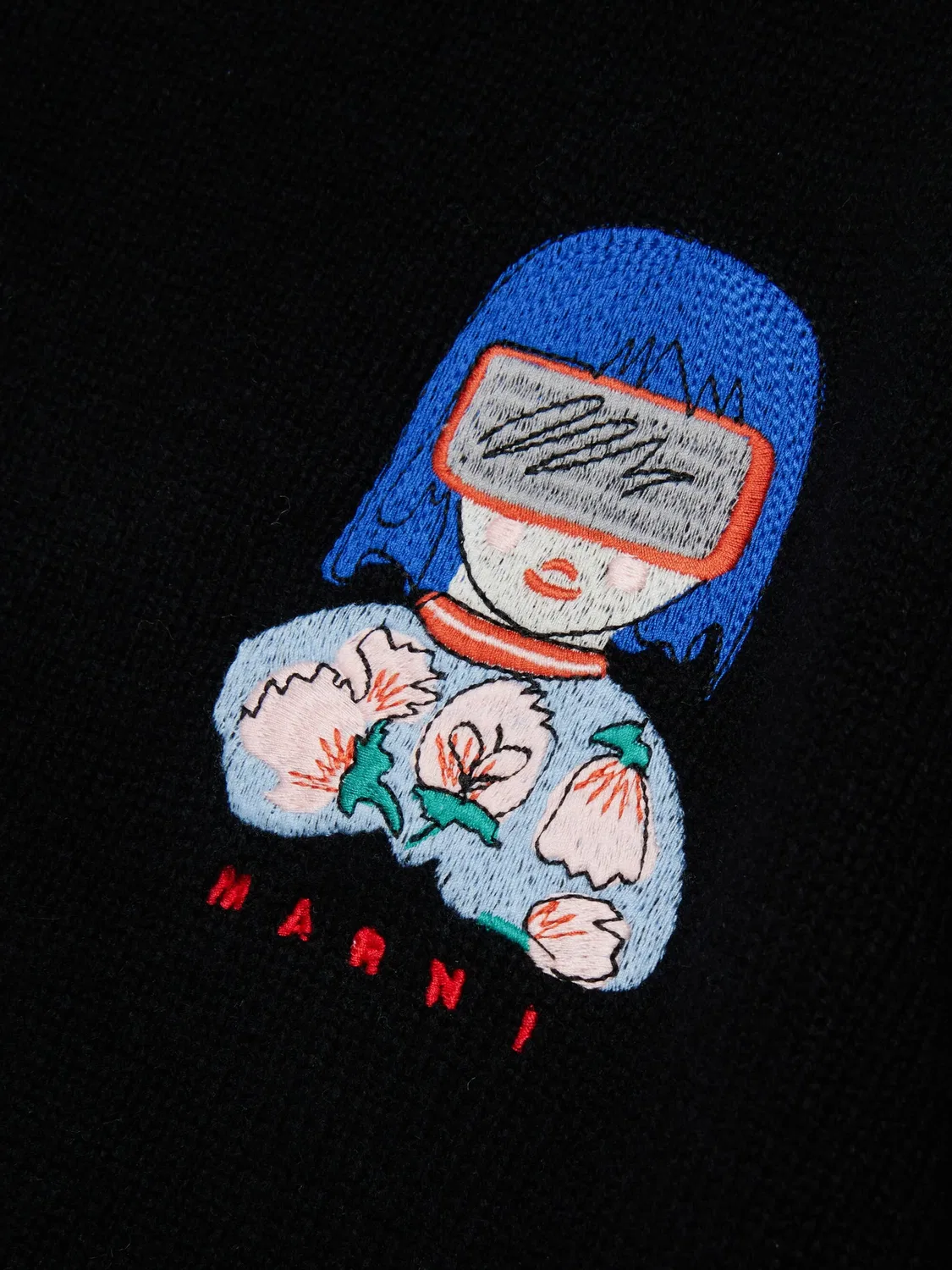 Свитер с круглым вырезом и графичным принтом Marni Kids, черный — фото 4