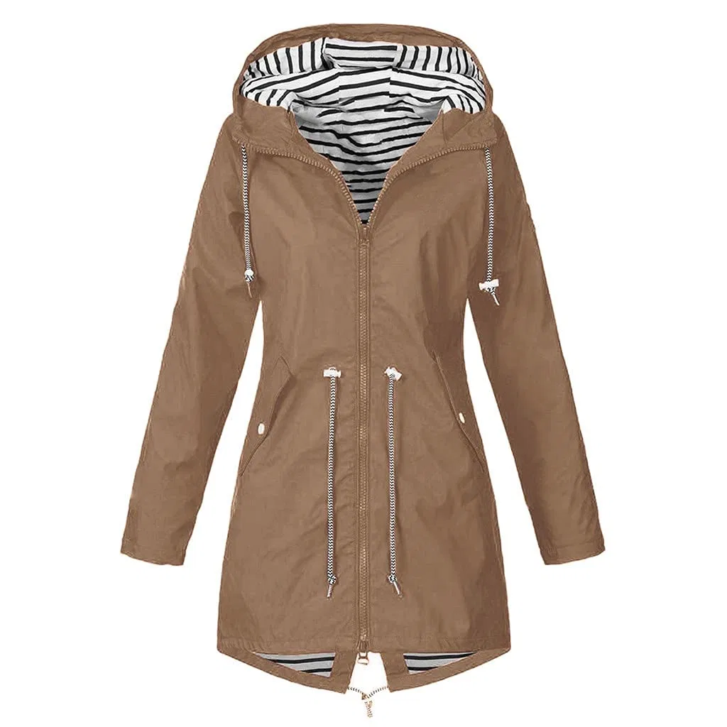 Женский дождевик с капюшоном Waterproof Coats Jackets, 1-kaki