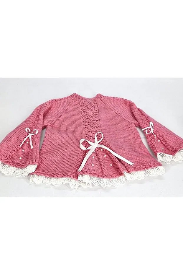 Детский кардиган для девочек хлопковый Hand Knitted Girl's Princess Cardigan Evitle, Pink — фото 3