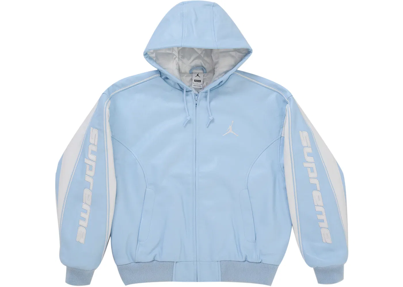 Мужская куртка из кожи с капюшоном с принтом Supreme Jordan, Celestine Blue