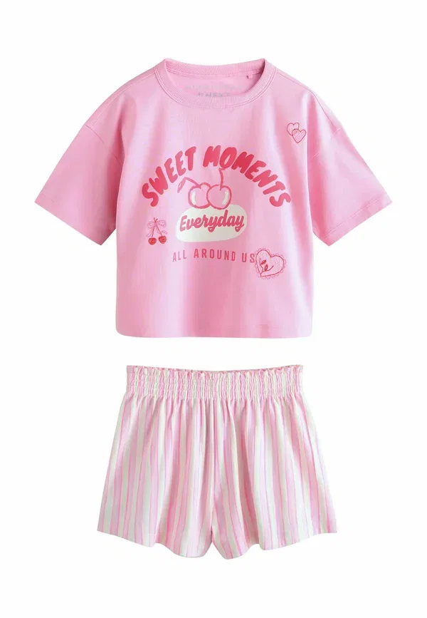 Комплект пижам из 3 предметов, хлопок, Regular fit - short pyjamas set 3 pack, Next, красный, розовый — фото 4