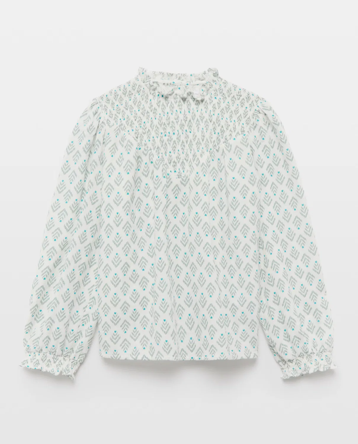 Детская блузка с принтом, All Over Dobby Lurex Smock, Kids El Corte Inglés, белый — фото 4
